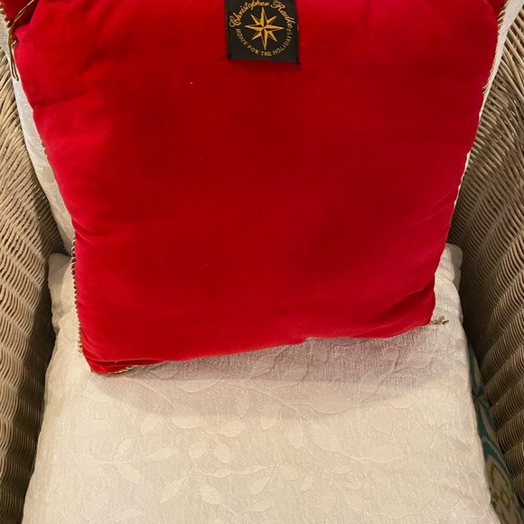 CHRIS RADKO Vintage Needlepoint Red Velvet Pillow Santa Delivering Toys 🎅 - Picture 6 of 6